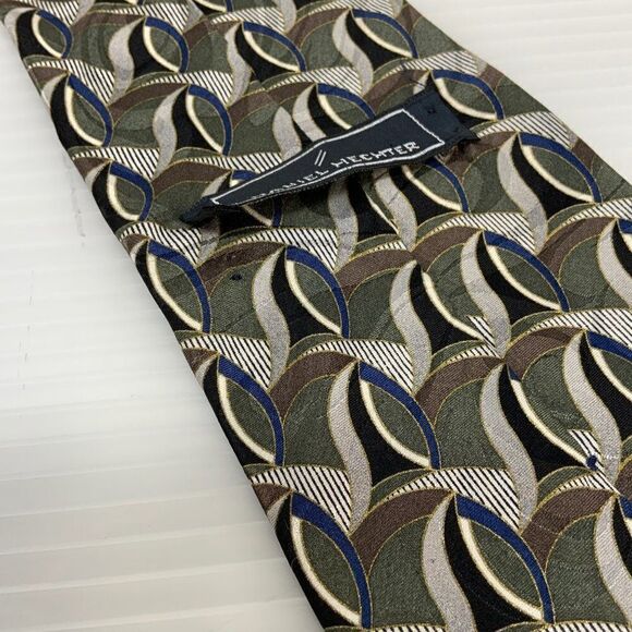 Daniel Hechter Green Geometric Business Silk Tie (E3) - Picture 6 of 6